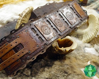 Broad belt "Vegvisir" (Viking - Larp - Heathen - Historic - Fantasy - Period - Costume)