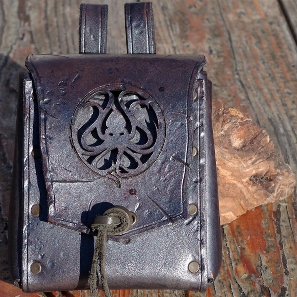 Leather belt purse with Kraken