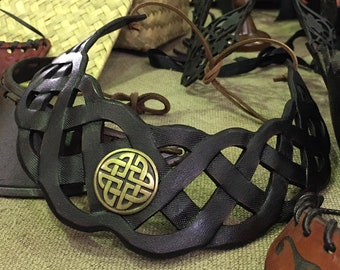 Leather Necklace &quot;Woven&quot;  Celtic Pagan Larp