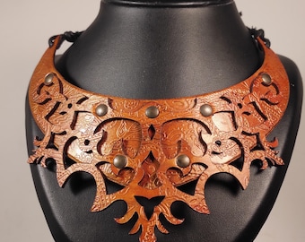 Necklace leather &quot;Elegance&quot; Alternative, goth, Larp, original cosplay