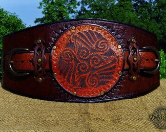 Cinturón ancho "Threevens" Larp traje original pagano evento vikingo