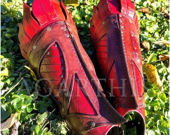 Leather Greaves "Hermes" Original cosplay, LARP, festival