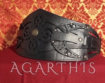 Leather Belt "Black Beltane Deluxe" unisex Pagan Larp Medieval Event, goth e dark alternative party