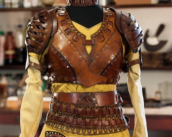 Damen-Korsett „Dorne Full Set“ Leder-Kostüm-Set, Larp-Rüstung, originelles Design