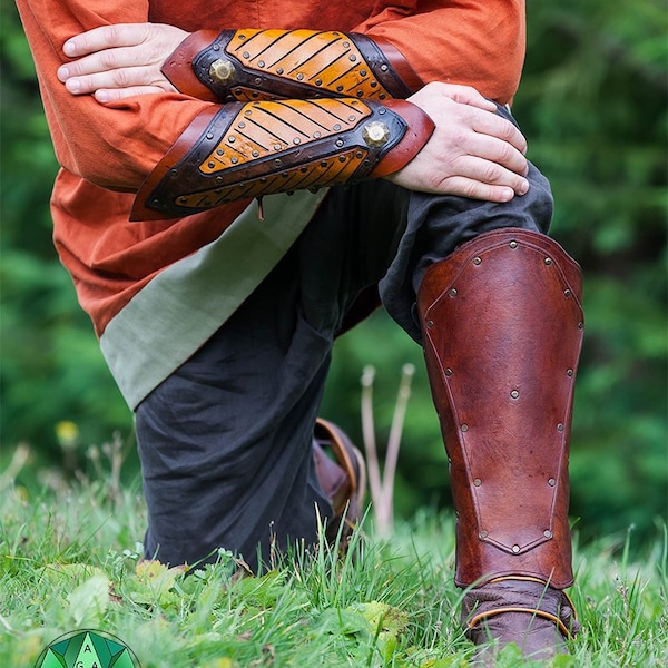 Leather greaves "Marauder" (pair) live games event