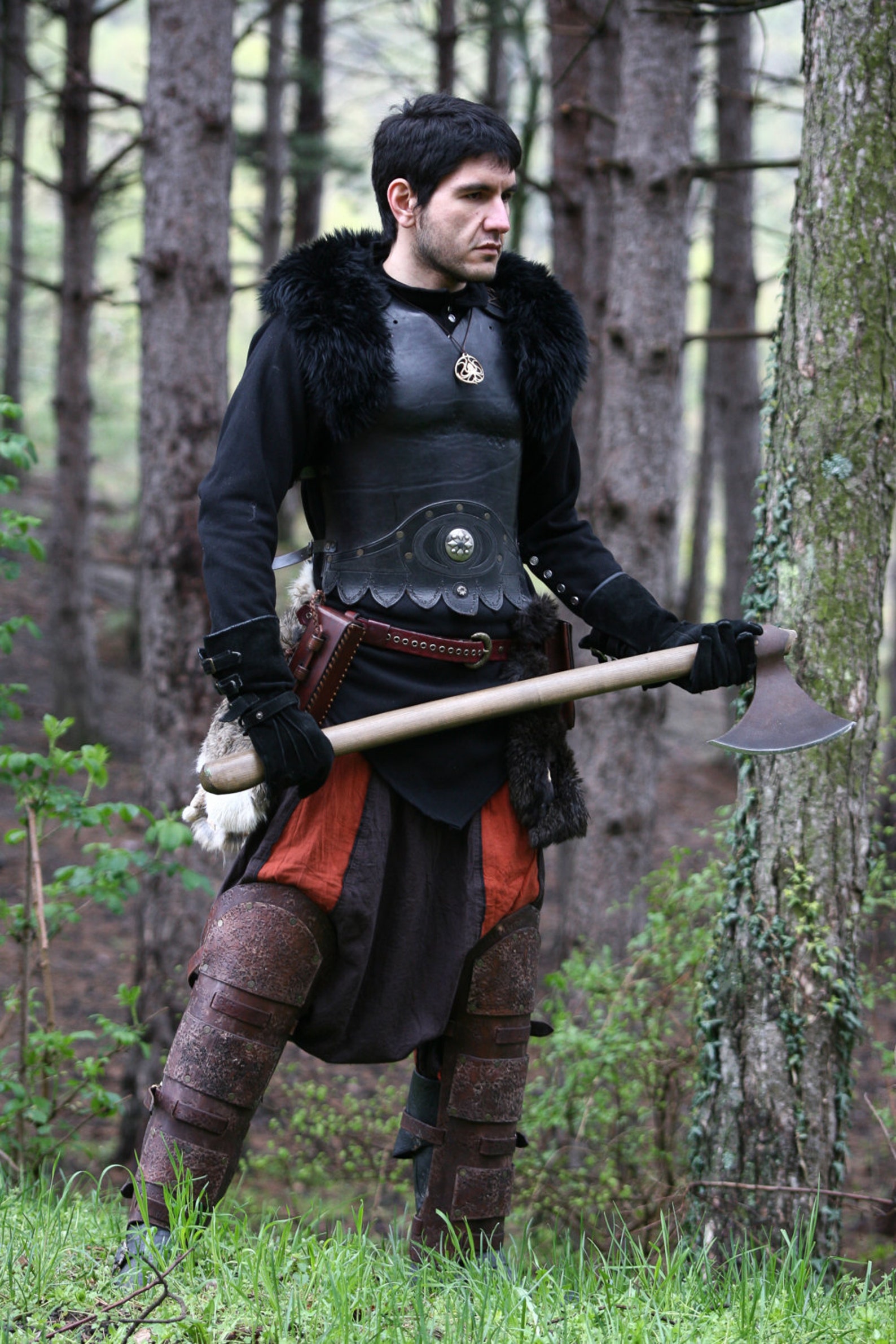 Leather Greaves mercenary pair Larp Cosplay Etsy