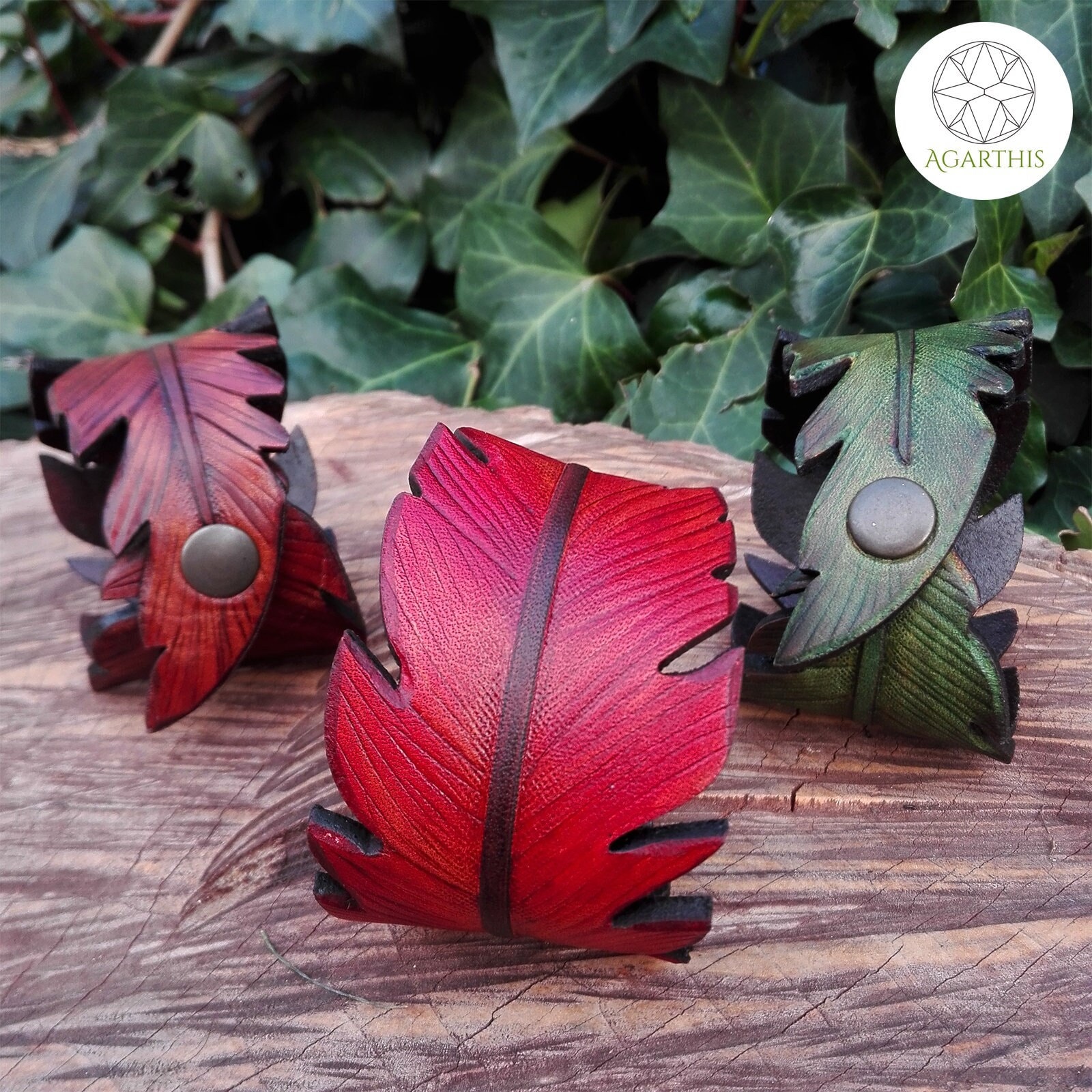 Leather cuff bracelet "Feather" handmade, leathercraft