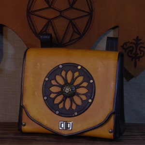 Leather waist bag "Dark Flower" - Larp, original cosplay, Fantasy Fairs