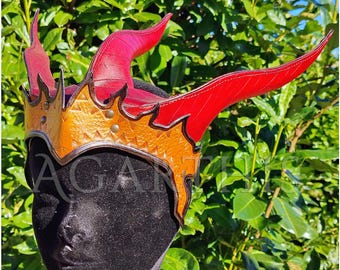Tiara "Demonietta" Leather Headpiece • Fantasy • Handmade Adjustable Tiara -LARP, GN, fantasy, gothic unisex