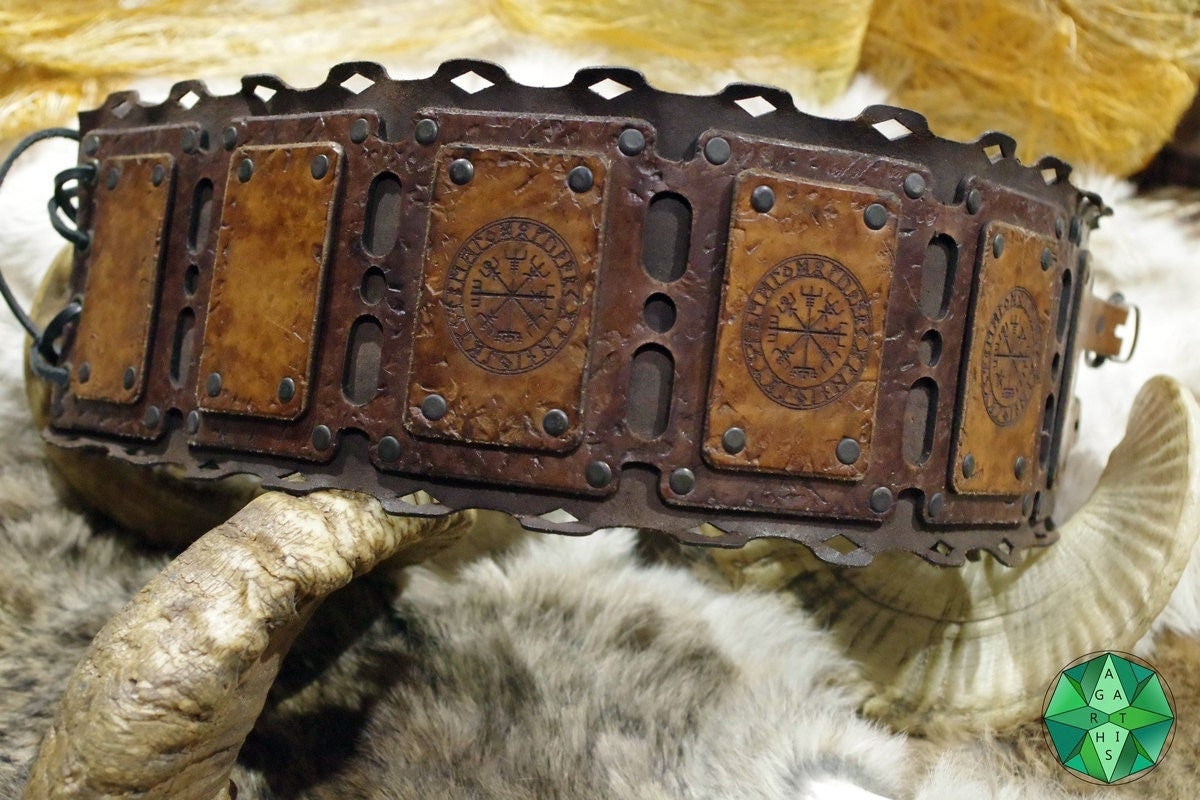 Broad belt "Vegvisir" (Viking - Larp - Heathen - Historic - Fantasy - Period - Costume)