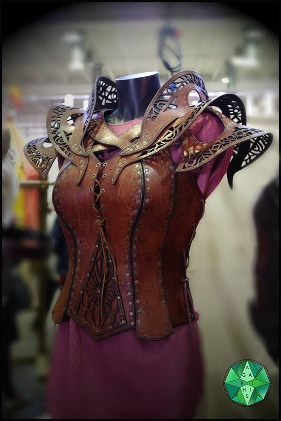 Viking Leather Corset, Medieval Leather Under-bust Corset, LARP