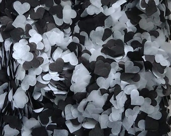 Biodegradable Wedding Confetti - Black & White - Eco Friendly Tissue Paper Hearts - Party Table Decoration - 5 TO 100 HANDFULS