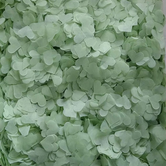 Confettis de mariage biodégradables Vert pâle Coeurs en papier de