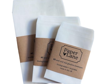 20 Glassine Paper Peel and Seal Envelopes | Many Sizes |  Semi-Transparent 60gsm Paper Bags | Biodegradable and Recyclable | Made in the UK