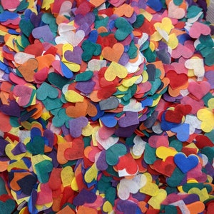 Biodegradable Wedding Confetti - Rainbow - Eco Friendly Tissue Paper Hearts - Kids Party Table Decoration - For Balloons - 5 TO 100 HANDFULS