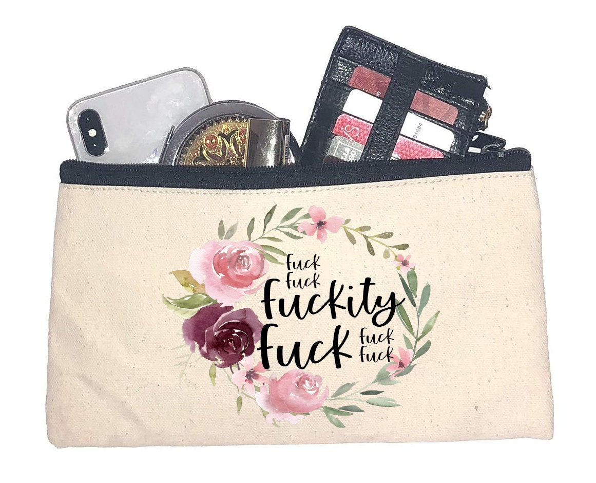 Canvas makeup sales bags with sayings