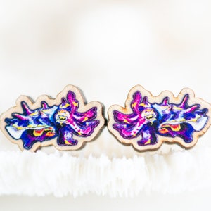 Flamboyant cuttlefish Sustainable wood jewelry, wood studs, wood pin, Eco friendly studs