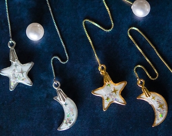Dainty star threaders, starry earrings, constellations, celestial earrings, celestial jewelry