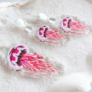Gentle Jellies, Recycled Charms,Scuba diver gift, mermaid jewelry, ocean earrings image 3