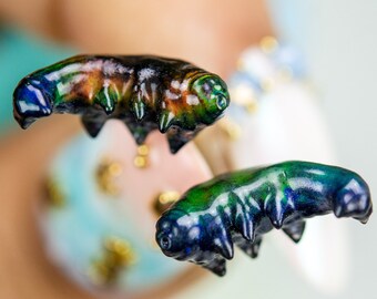 Color Changing titanium tardigrade earrings, hypoallergenic earrings,  scuba diver gift