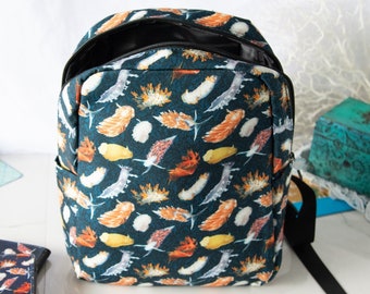 Nudibranchs of the Pacific Northwest (Mini+) Backpack! Canvas back pack, nudibranch, ecological back pack