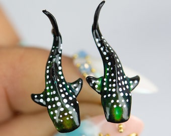 Color Changing titanium whaleshark earrings, hypoallergenic earrings,  scuba diver gift