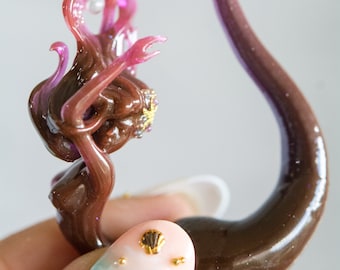 Chocolates and Lavender Mermaid Earrings, Mermaid Fake Gauge earrings, mermaids, Resin fake gauges