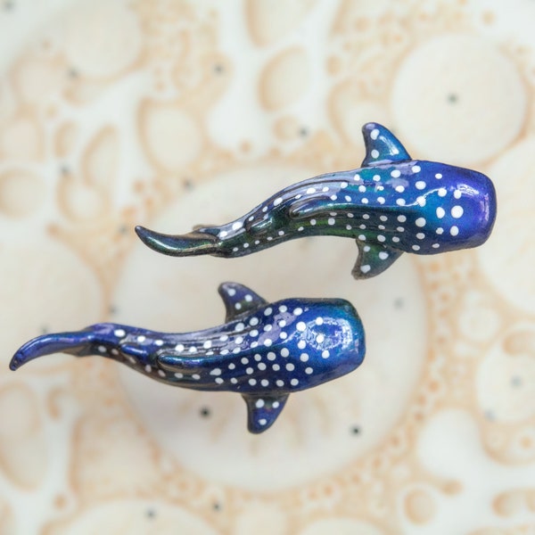 2024 Edition - Color Changing 1" titanium whaleshark earrings, hypoallergenic earrings,  scuba diver gift