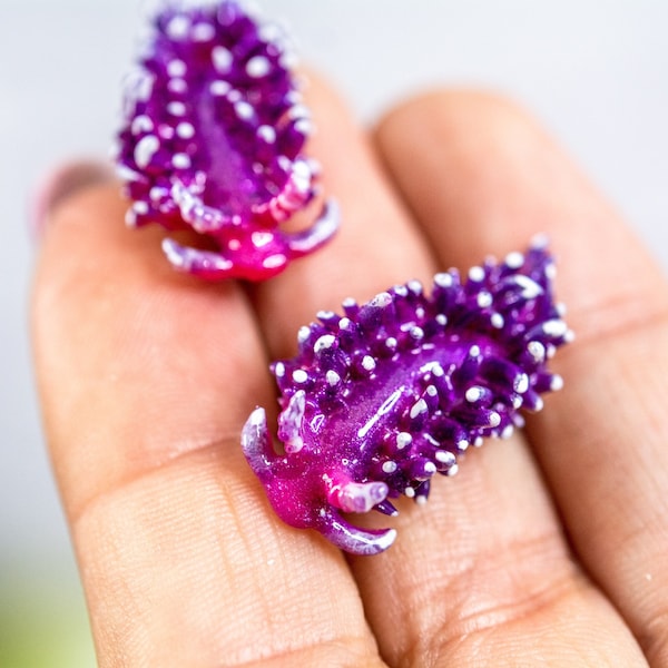 Flabellina Affinis, Beach Jewelry, Gift for Diver, scuba diver earrings