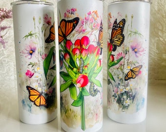 Glow in the dark Monarch Lifecycle Butterfly 20oz tumblers
