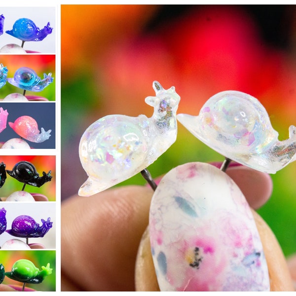 NEW COLORS - Snail earrings, snail jewelry, invertebrate earrings, animal earrings, miniature animals, gardener gift