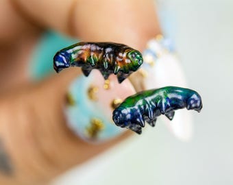 Color Changing titanium tardigrade earrings, hypoallergenic earrings,  scuba diver gift, lapel pins, miniature figures, pendants