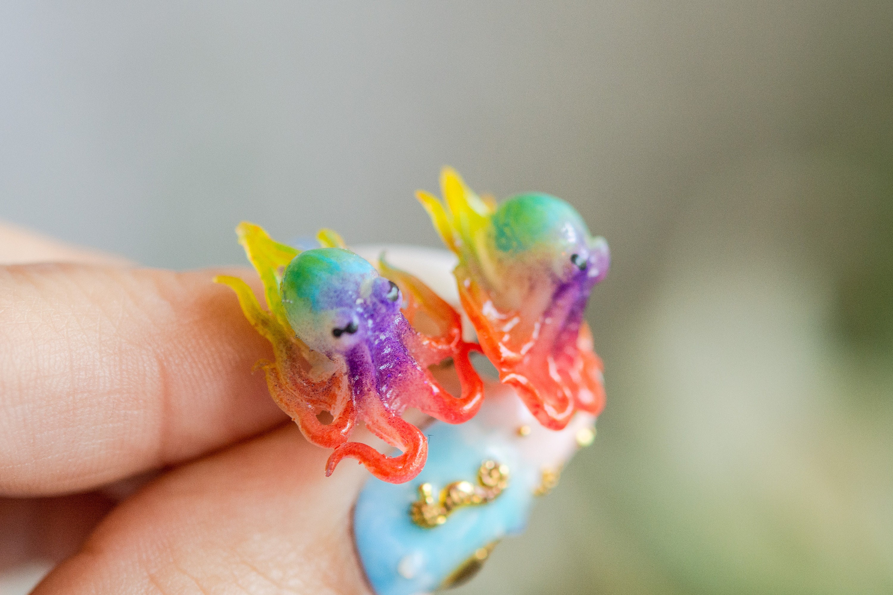 Rainbow Pride glow in the dark octopus earrings octopus | Etsy Italia