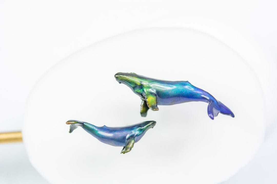 Color Changing Humpback Whale and Calf on Titanium, Hypoallergenic ...