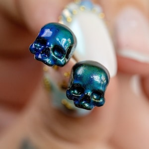 Color Changing Fairy Skull Earrings: Hypoallergenic Titanium Posts