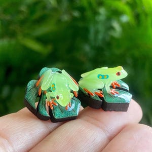 Glow in the dark, red eyed tree frog earrings, frog earrings, unique earrings, statement earrings, herptology, animal earrings, animal gift