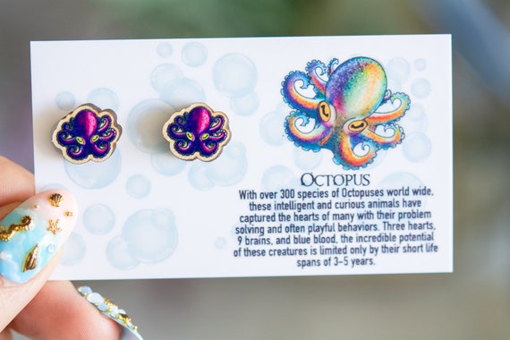 Tiny Purple Octopus Sustainable Wood Jewelry Wood Studs Wood - Etsy Australia Tiny Purple Octopus Sustainable Wood Jewelry Wood Studs Wood - Etsy Australia