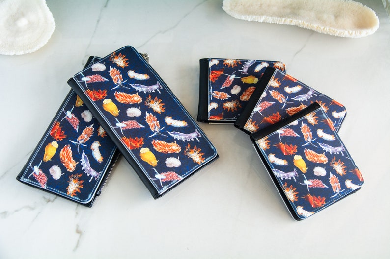 Nudibranchs of the Pacific Northwest Long Wallet, Zippered Change pocket, wallet with snaps, womens wallet, ladies wallet, large wallet image 7