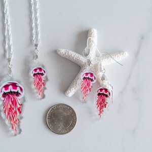 Gentle Jellies, Recycled Charms,Scuba diver gift, mermaid jewelry, ocean earrings image 8