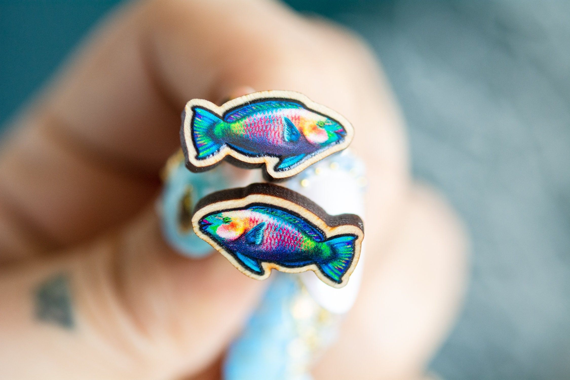 Parrot Fish Earrings, Parrot Fish Jewelry, Scuba Diver Gift