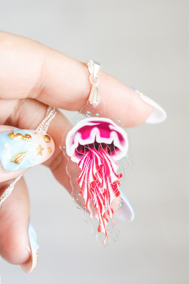 Gentle Jellies, Recycled Charms,Scuba diver gift, mermaid jewelry, ocean earrings image 5