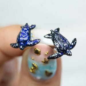 Color Changing titanium sea turtle earrings, leather back sea turtle earrings, hypoallergenic earrings,  scuba diver gift, pendants