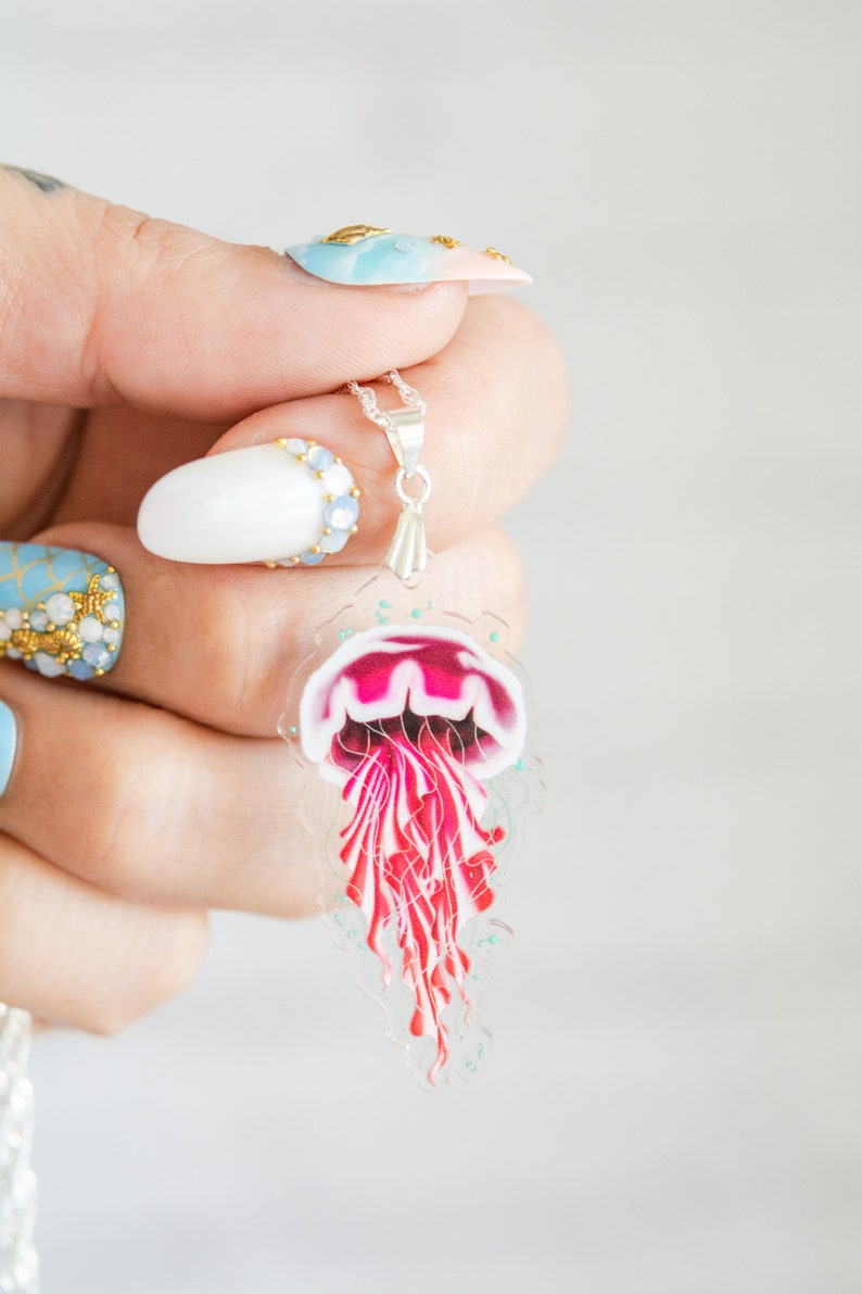 Gentle Jellies, Recycled Charms,Scuba diver gift, mermaid jewelry, ocean earrings image 4