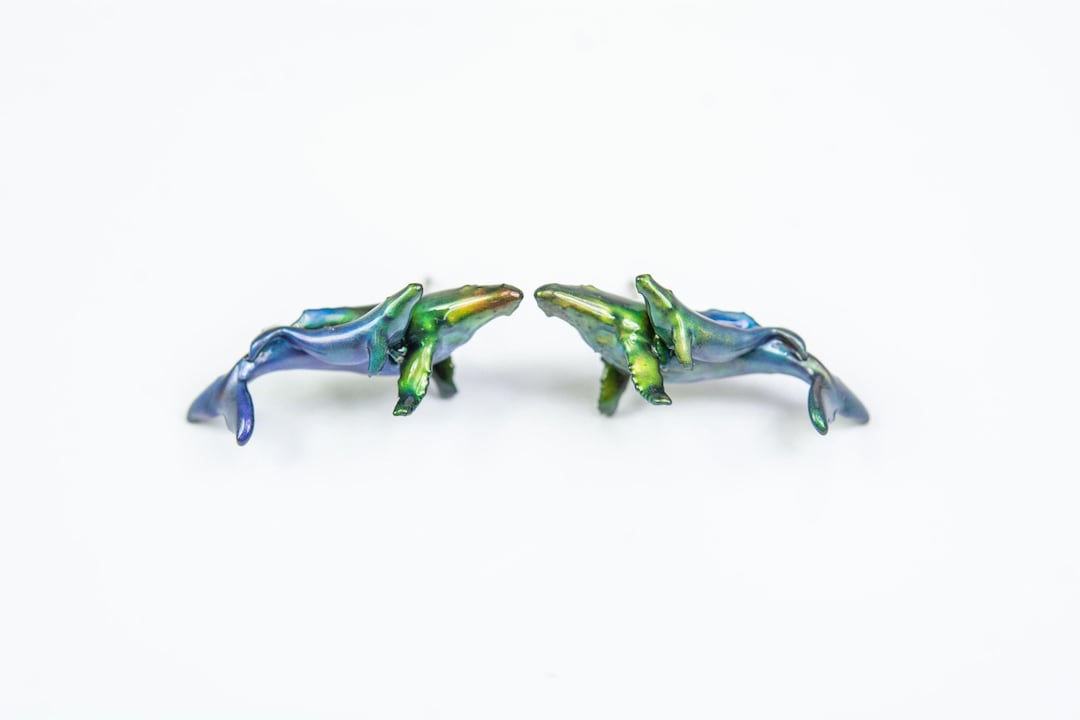 Color Changing Humpback Whale and Calf on Titanium, Hypoallergenic ...