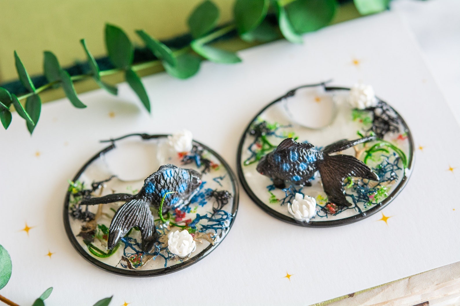 Black Goldfish Pond Water Lily Pad Jewelry Pond Jewelry Etsy