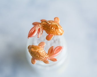 Mystery box goldfish, small animal earrings, tiny ocean studs, small goldfish earrings, glow in the dark,