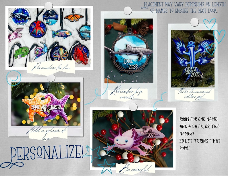 a bunch of pictures of christmas ornaments