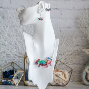 Peacock Mantis Shrimp Recycled Charms,scuba diver gift, shrimp earrings, shrimp necklace, image 5
