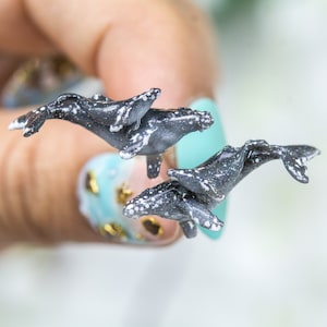 Mother and Calf Humpback whale earrings, Whale earrings, Titanium earrings, Hypoallergenic earrings