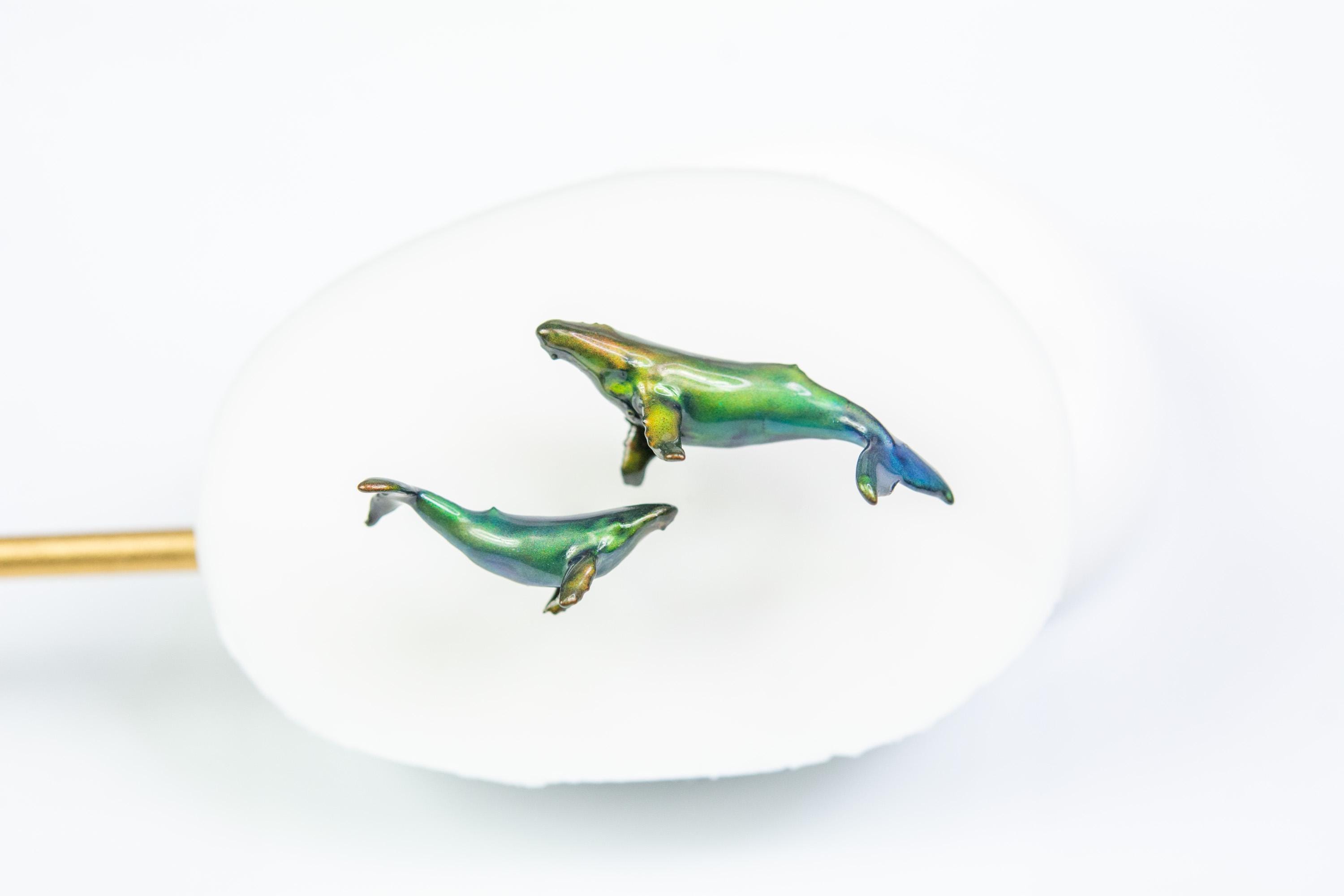 Color Changing Humpback Whale and Calf on Titanium, Hypoallergenic ...